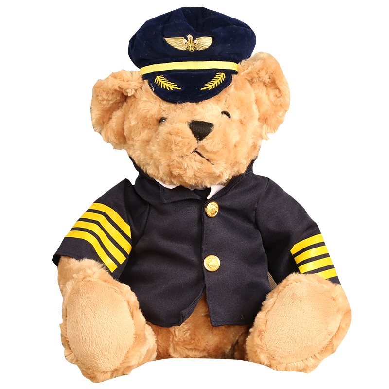 Captain bear doll pilot doll teddy bear plush teddy bear police stewardess airline Air China gift female