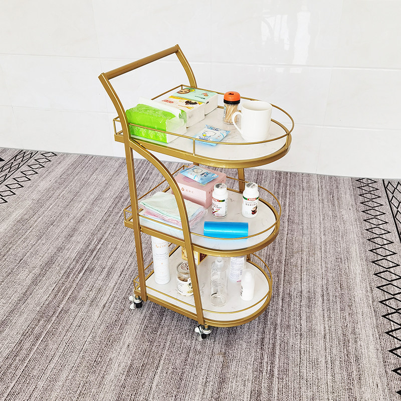 Beauty salon kitchen Vegetable Rack Baby Supplies Containing Three Floors Little Stroller Shelf With Wheels Beauty Hair Tool Car