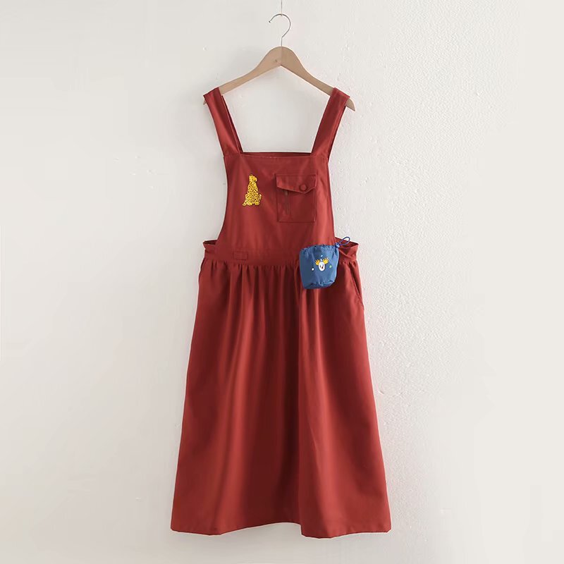 Circus Series 2020 Summer New Dress Women's Red Loose Slimming Stylish Over-The-Knee Suspender Dress