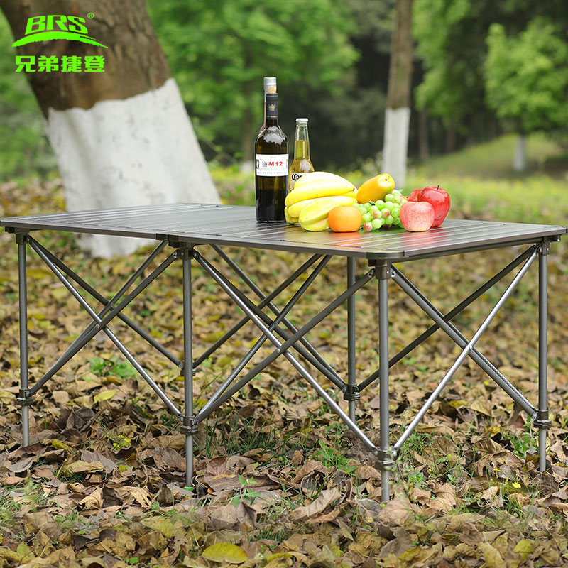 Brother folded aluminum alloy egg roll table outdoor camping can lift and lift long picnic camping easy to accept