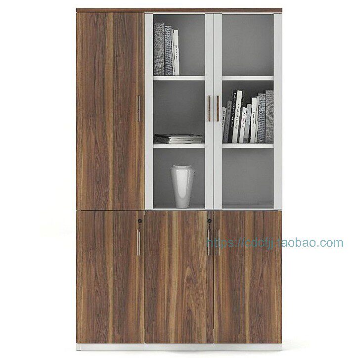 Chengdu panel office furniture modern file bookcase aluminum alloy glass door storage cabinet wooden data Cabinet customization