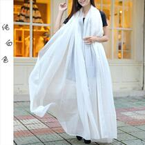 Oversized white silk scarf womens spring and autumn long chiffon Joker rice white scarf beach gauze thin summer sunscreen