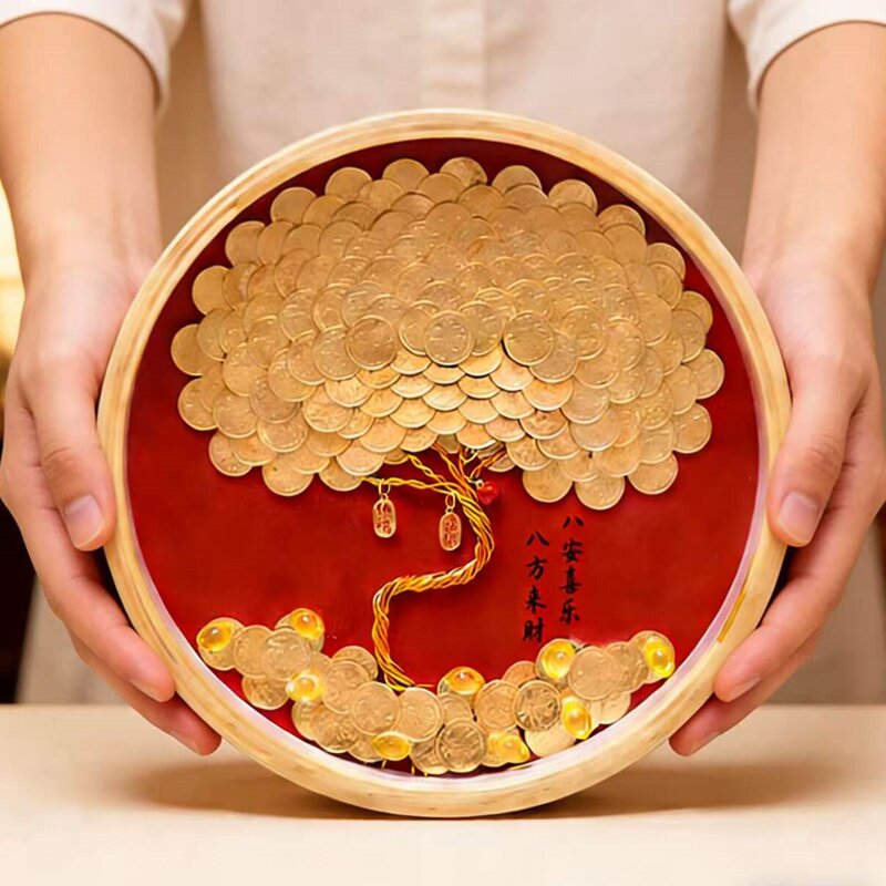 Creative Coin DIY Money Tree Photo Frame Handmade Wooden Decorative Painting Fortune Ornament Home Decoration Opening Gift