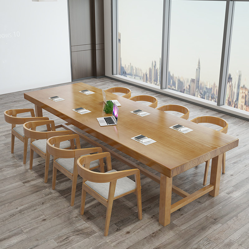 Full solid wood Negotiations Meeting table and chairs Combined office Long table bench Modern briefing room Long strip Grand table