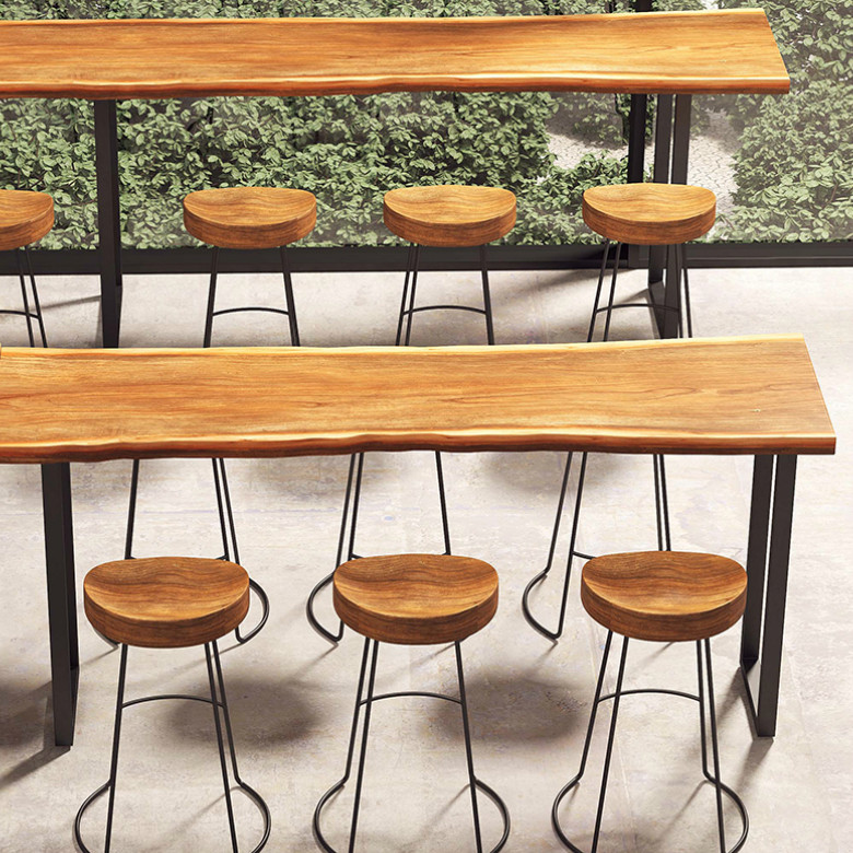 Commercial bar table Balcony Leaning Against Wall High Foot Narrow Table Bar Table Solid Wood Chairs Combined Strip Leaning Against Wall Small Bar