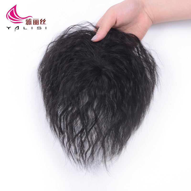 Hair replacement piece replacement block wig piece real hair invisible traceless cover white hair top replacement female short hair curly hair piece