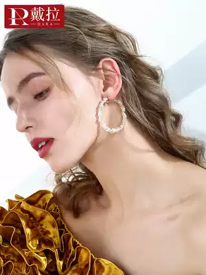 Daila 925 silver needle exaggerated circle temperament earrings earrings women simple fashion atmosphere trend wild earrings