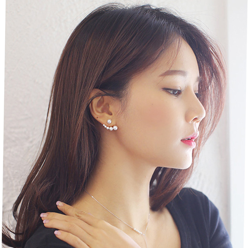 Della Ornaments s925 Silver Needle Asymmetrical Mesh Red Earrings Woman Japan-South Korean Version of Temperament Brief Ear-Ear Accessories