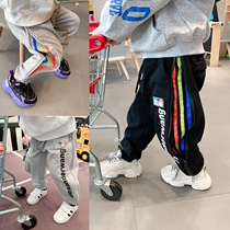 Boys Foreign color webbing sports pants 2021 spring dress small children Spring and Autumn loose pants casual trousers