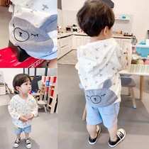 Baby summer cotton thin long-sleeved jacket for boys and infants and children light breathable sunscreen clothes Air conditioning shirt
