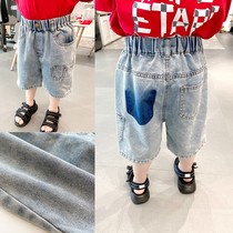 Foreign boy cotton soft denim shorts 2021 summer baby pants five-point pants