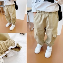 Handsome Joker Boys Foot Pants Cotton Soft 2021 Autumn New Childrens Khaki Casual Pants