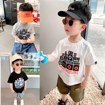 Tide cool boy foreign style printed short sleeve T-shirt 2021 summer baby cotton loose half sleeve shirt