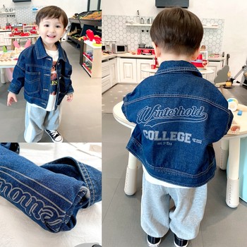 High quality ~ knock handsome boy's spring soft denim jacket children's baby spring and autumn cotton top tide