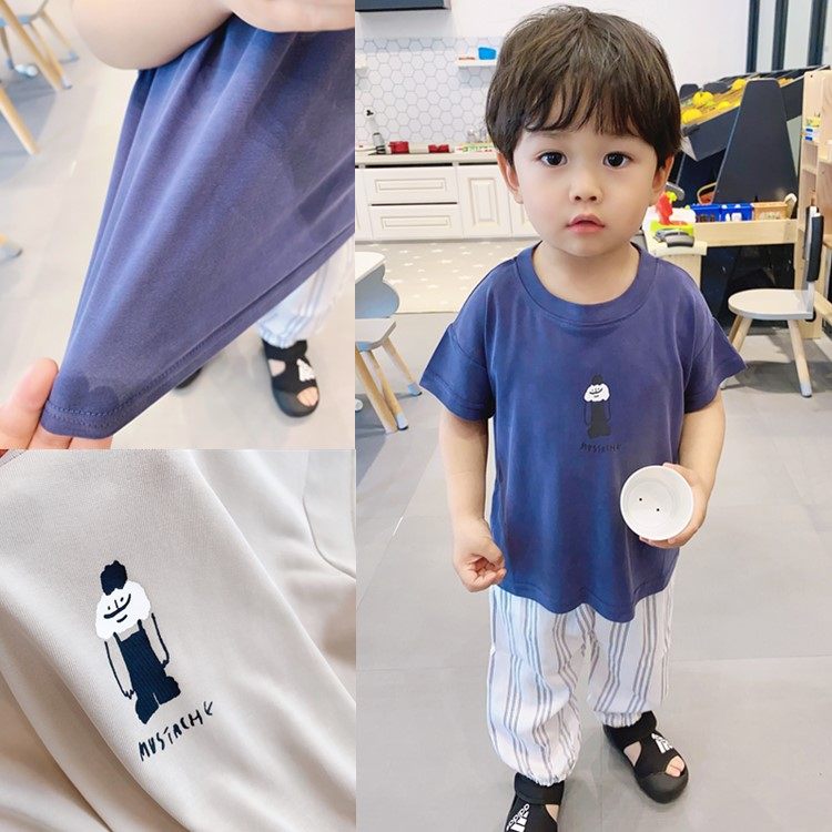 Ultra soft glutinous copper ammonia silk baby thin short sleeves T-shirt Summer boy loose elastic round collar jacket