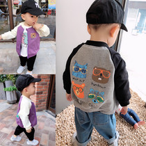 Baby spring and autumn cotton coat Boy infant and child foreign style baseball suit cardigan zipper top tide