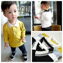 Baby spring and autumn long sleeve lapel T-shirt thin top 1-6 years old boy 2 small children 3 cotton shirt polo shirt