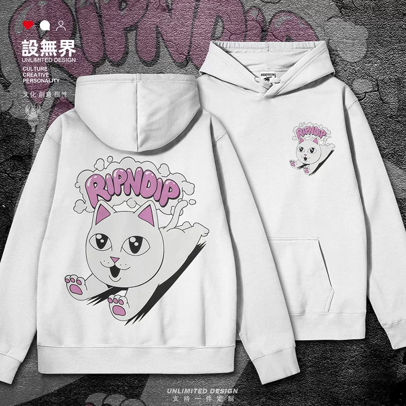 RIPNDIP средний палец кота аниме-стиль стрит розовый элемент худи для мужчин и женщин весна 0018 дизайн Безграничный