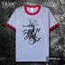 TASK Marine Seahorse Summer gốc lớn Mã bông ngắn tay áo thun nam và nữ Casual Hip-Hop trên 0007 