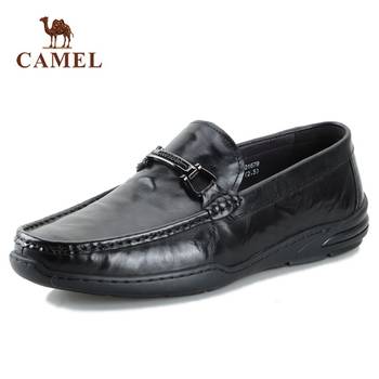 Camel casual first-layer cowhide beanie shoes with soft sole and breathable