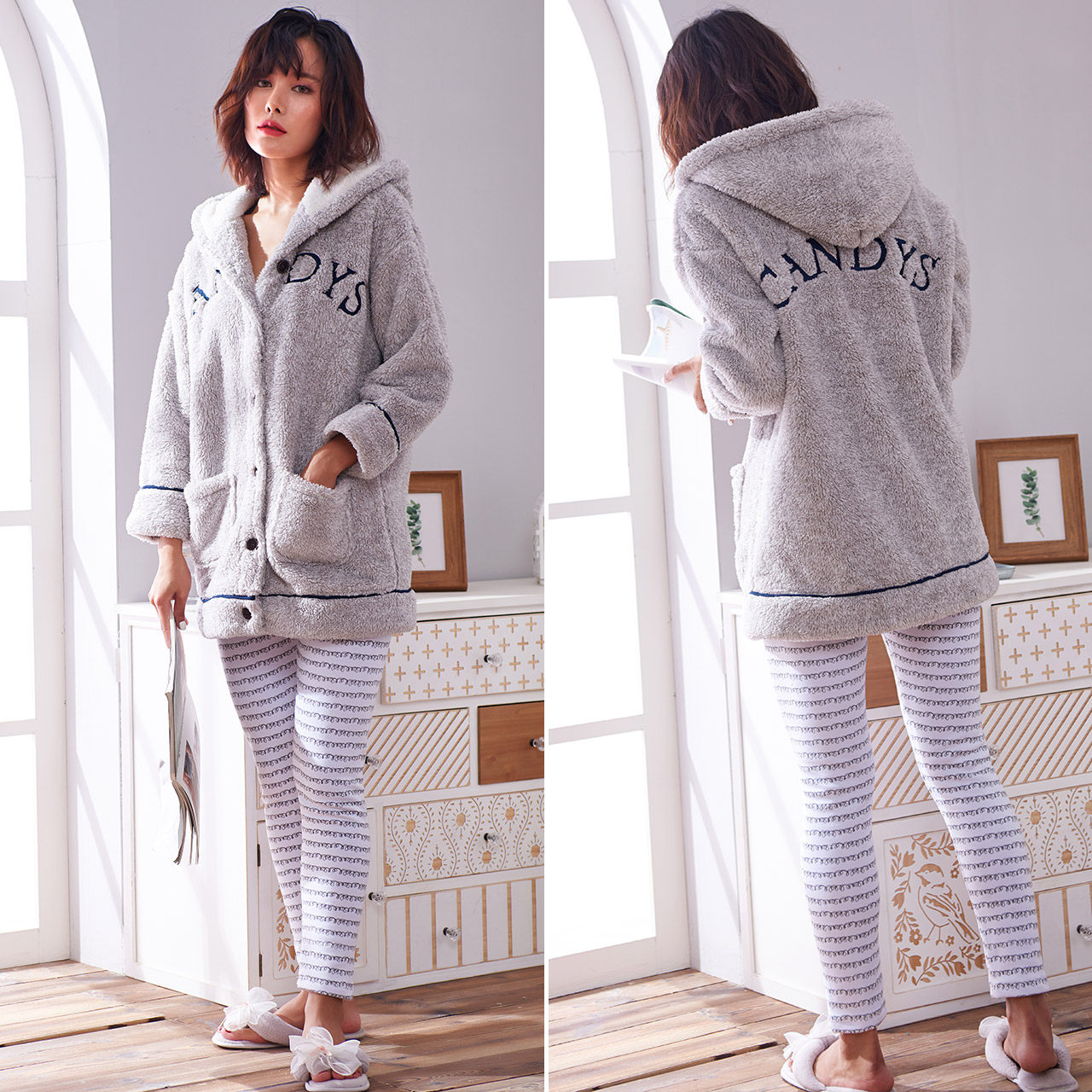 雪俐 秋冬季 法兰绒睡衣家居服 2件套 天猫优惠券折后￥79包邮（￥149-70）多色多款可选