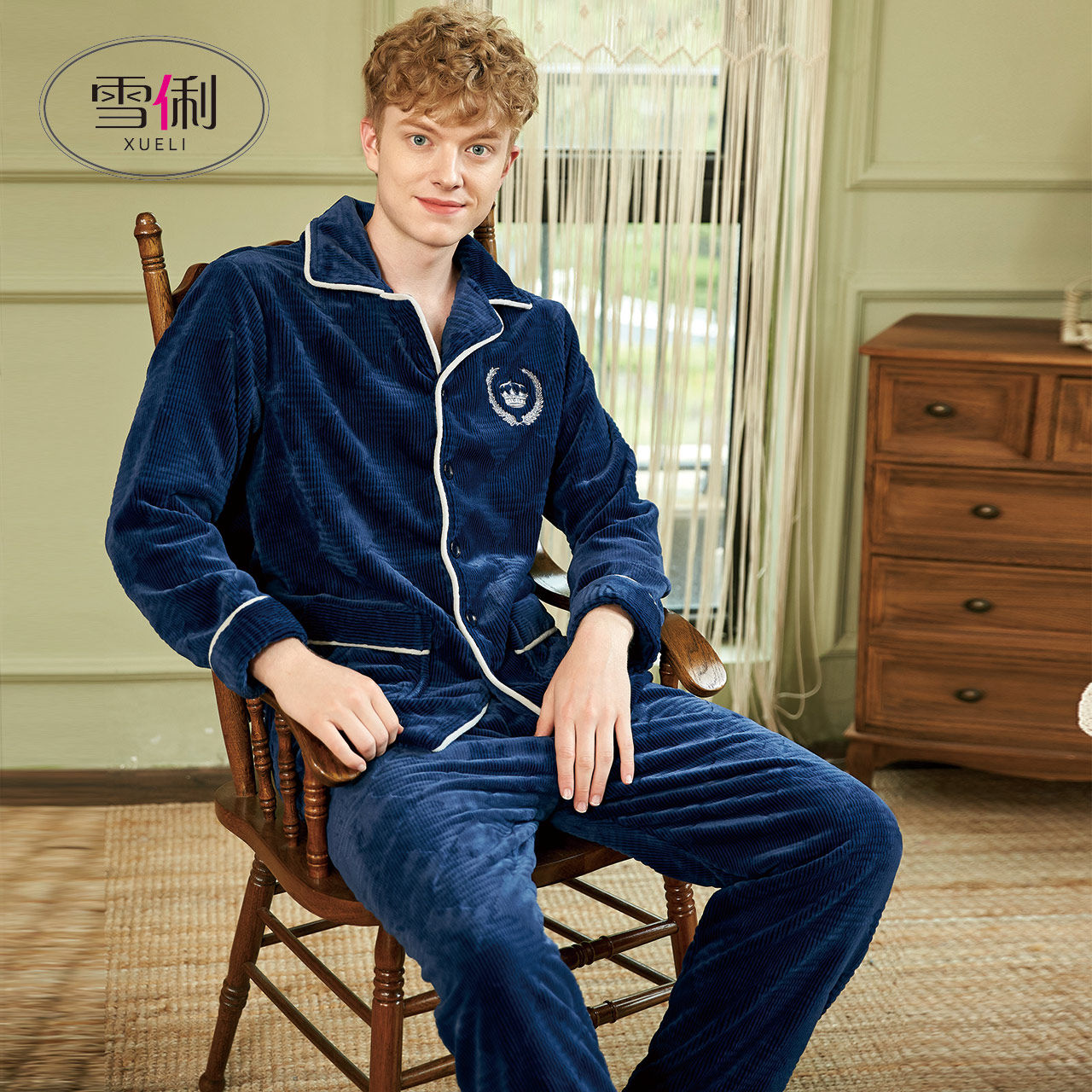 Snow Li Autumn Winter Coral Fleece Pajamas Men Thick Flannel Lounge Winter Plus Size Plush Set