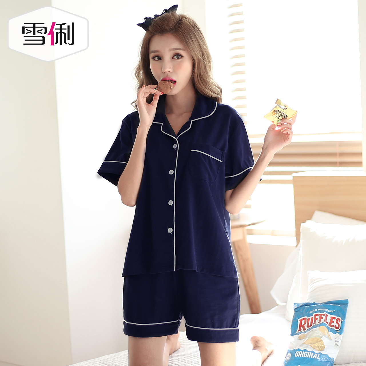 Pyjama mixte en Coton à manche courte - Ref 3004509 Image 5