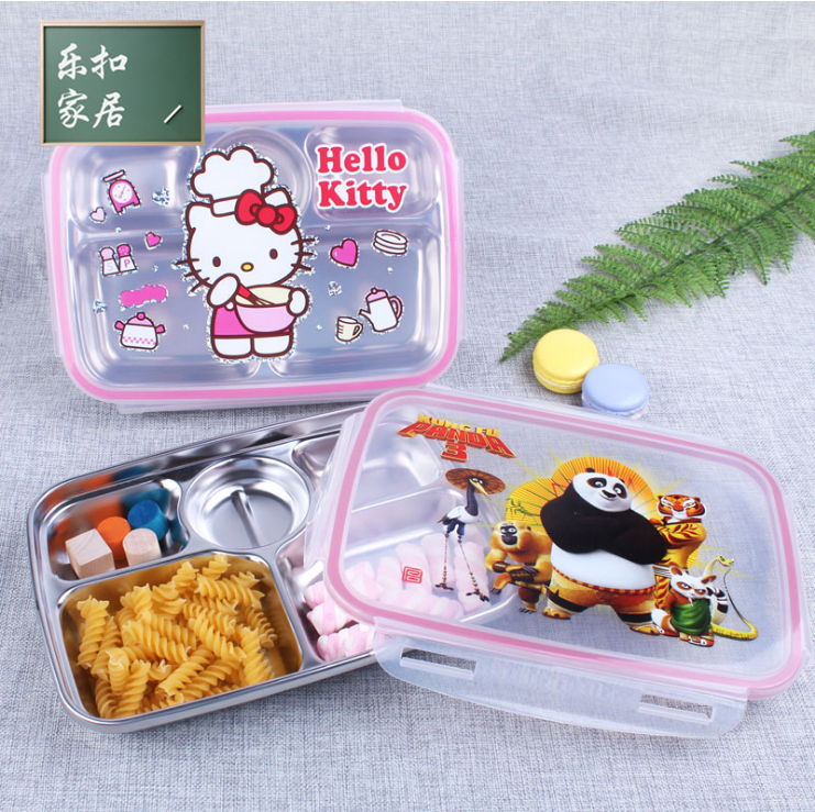 Music Buckle Music Buckle Dinner Plate Children Cartoon Lunch Box 304 Stainless Steel Dinner Plate Dinner Plate Canteen Student Sub