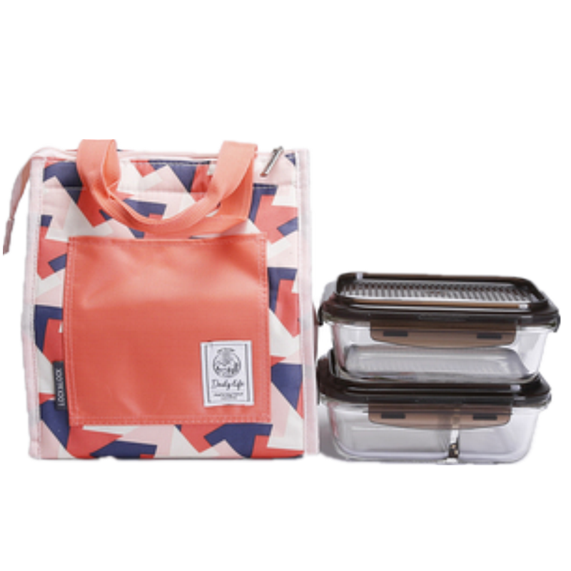 Music Buckle Music Buckle Refreshing box Heat-resistant glass separation lunchbox Two sets 560 610ml LLG990S101