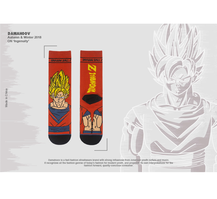 Dragon Ball Z Super Saiyan Sun Wukong Anime Super Saiyan Cotton Tất nam thể thao vớ trong vớ Combed Cotton - Vớ thể thao vớ nike cổ cao