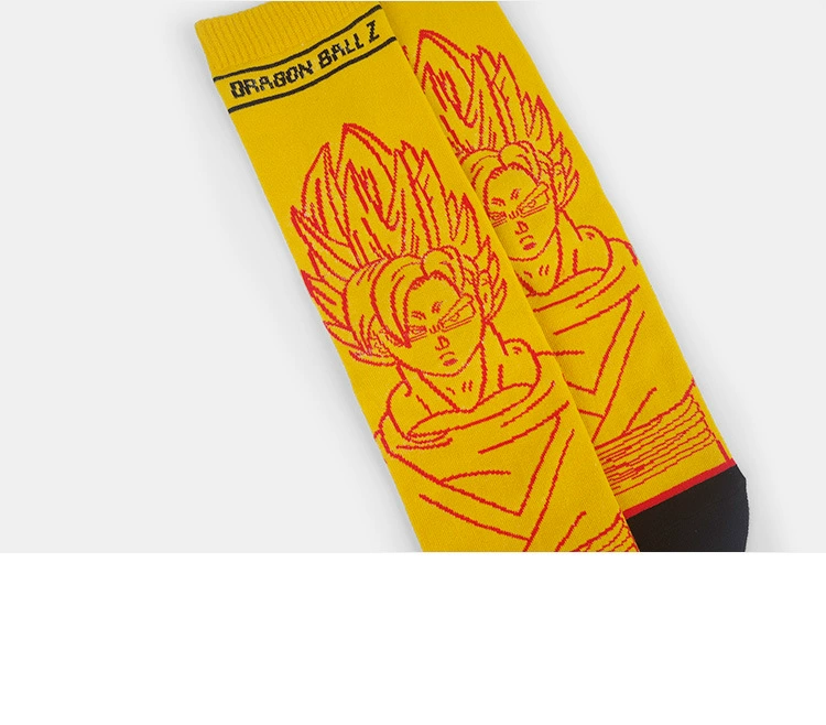 Dragon Ball Z Super Saiyan Sun Wukong Anime Super Saiyan Cotton Tất nam thể thao vớ trong vớ Combed Cotton - Vớ thể thao tất trắng cao cổ