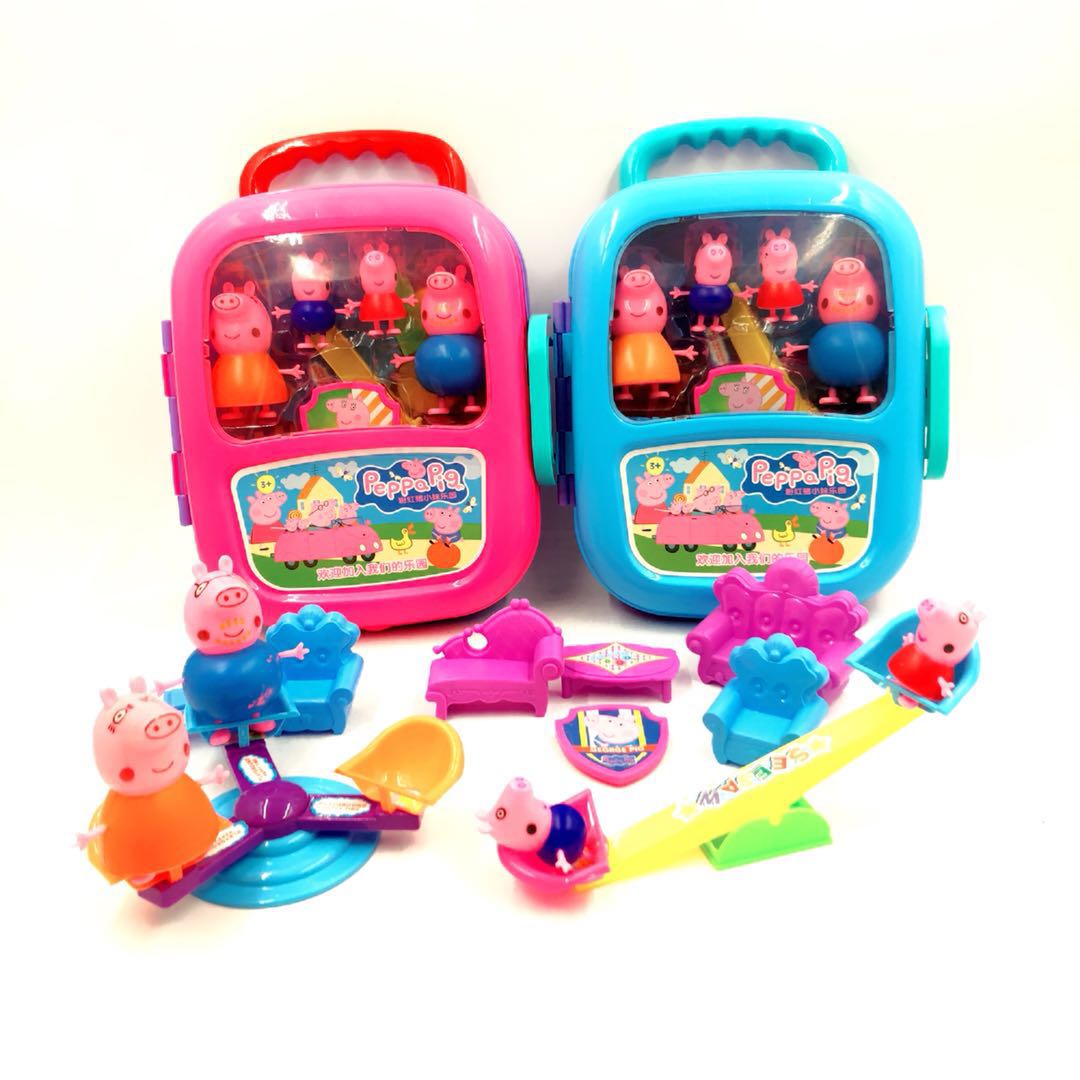 Pig Peggy Little Girl Children Seesaw Peggy House Hành lý xách tay Xe đẩy Đồ nội thất Sofa Đồ chơi chơi xe