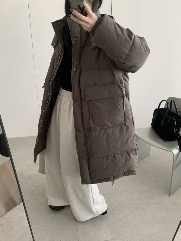Korean 2025 Winter Fashion Versatile Hooded Loose Slimming Mid-Length down Jacket for Women with Waist-Cinching Design 2558 Korean 2025 Winter Fashion Versatile Hooded Loose Slimming Mid-Length down Jacket for Women with Waist-Cinching Design 2558