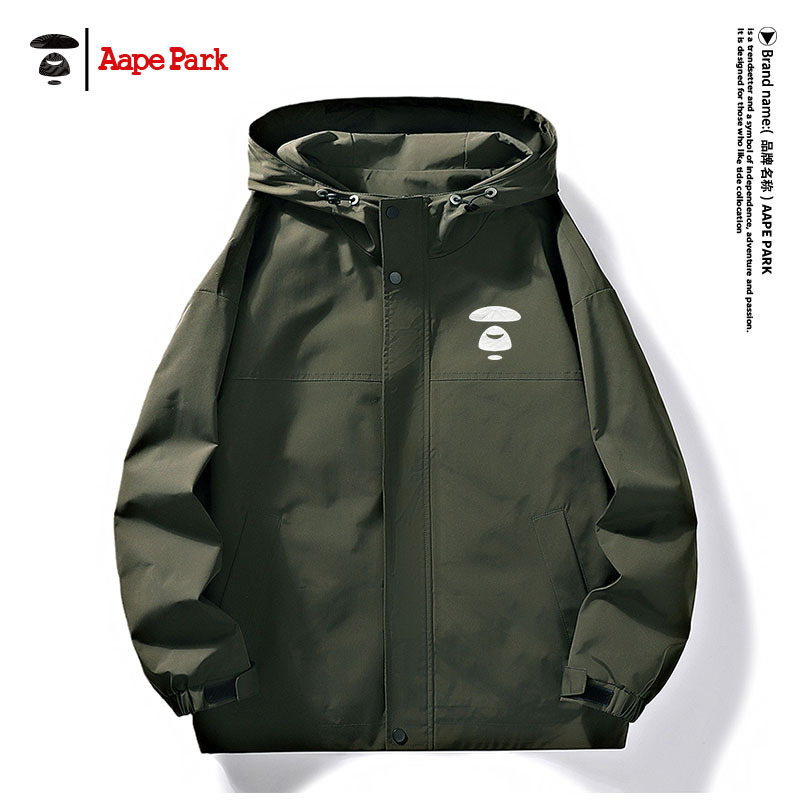 A Ape Park Men's Outdoor Jacket Spring Autumn Winter Coat Men's Fashion Casual Windbreaker Cardigan