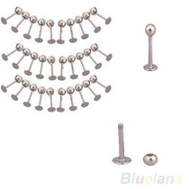 10PCS Stainless Steel Tragus Ball Labret Lip Chin Ring Bar B
