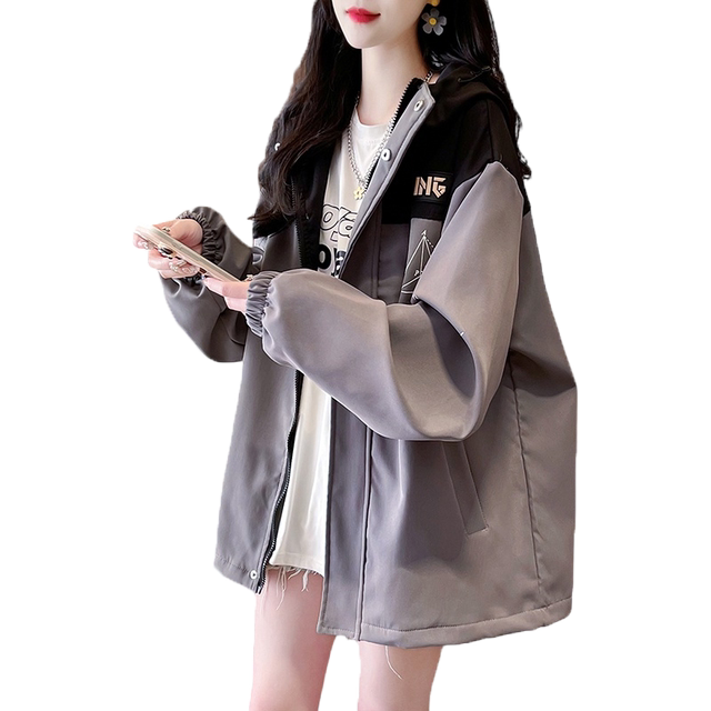 Contrast color jacket for girls spring and autumn new style