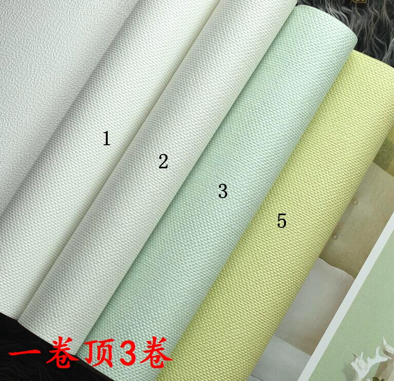 Korean wallpaper imported pure paper roll pure white cloth mint green green flax texture 093