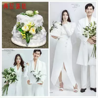 Travel photo Moren series Korean photography props simulation cake model two-layer Lily bubble cake wedding ornaments