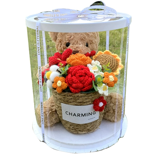 Трикотажная шерстяная кукла, мультяшная подарочная коробка, подсолнух, букет, подарок на день рождения