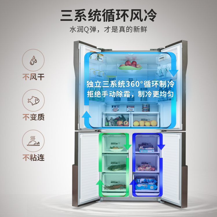 美菱 三系统三循环 十字双开门冰箱 风冷 505升 图8