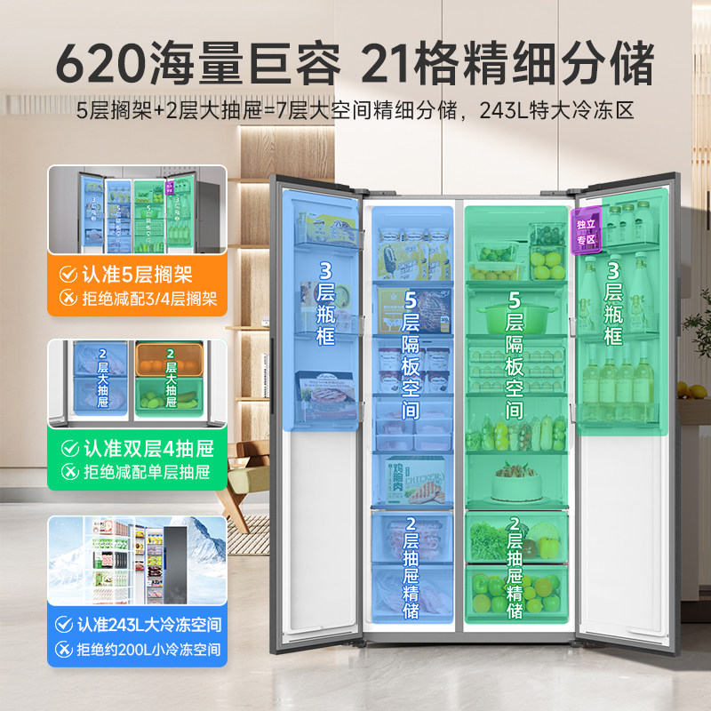 美菱BCD-620WPCX冰箱图片