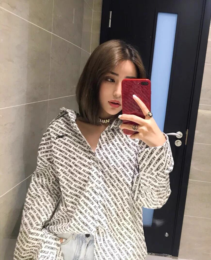 VETEMENTS 2021 spring and autumn new straight all-match all-match printed logo long-sleeved shirt trendy for men and women