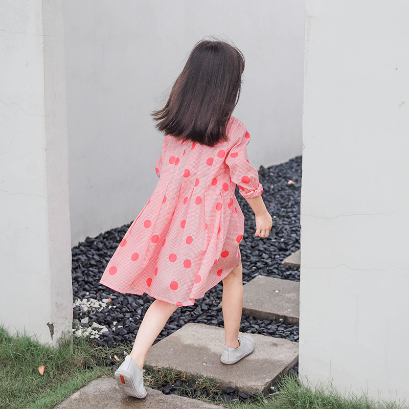 Daddy Cai children's clothing 902nd fairy tale long-sleeved dress girls autumn 2022 new Korean version of the polka dot skirt