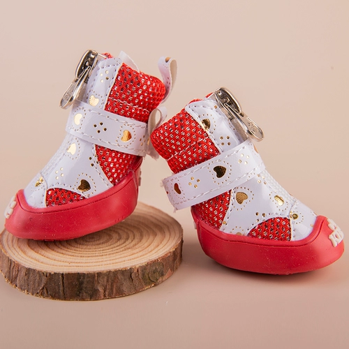 Dog Shoes Summer Small Small Never Doples Teddy Late Pets Four Seasons мягкая нога водонепроницаемые дождевые туфли и 4 сета из 4