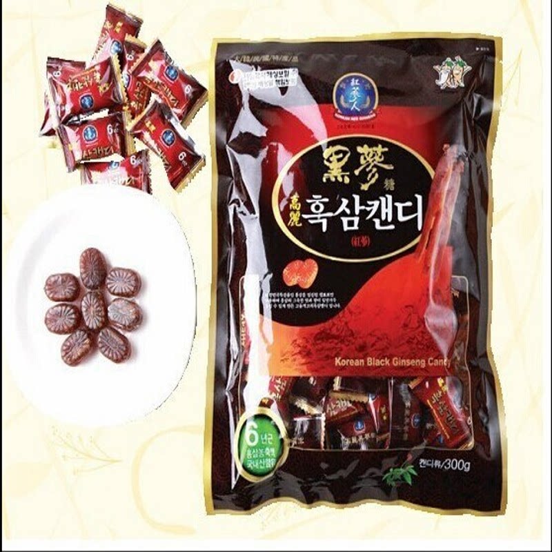 Korean Black and Red Ginseng Sugar Korean Red Ginseng Sugar Multi-year Root Black and Red Ginseng Hard Candy Ginseng Sugar 270g
