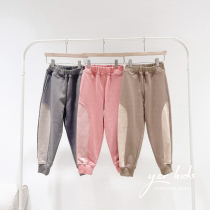 Boys and girls three-color color color pair sports pants childrens cotton terry casual pants 21 new autumn winter pants