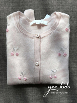 bp same girl cherry handmade beaded cashmere knitted cardigan pink wool thin cardigan 21 autumn and winter