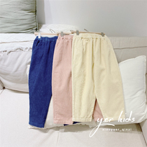 Four color corduroy pants boys and girls solid color cotton trousers autumn and winter children pants 2020 New