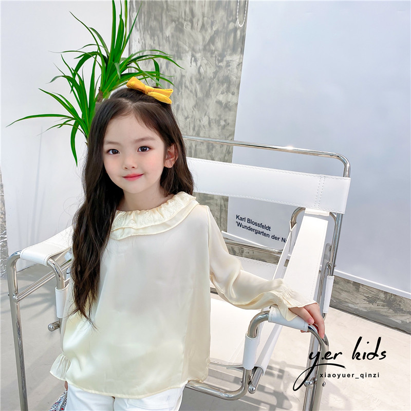 Silky smooth girls' spring imitation silk doll shirt children's lace collar temperament inner shirt