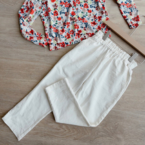 White cotton linen pants girls cotton trousers childrens pure white thin pants ultra-thin soft breathable little pants